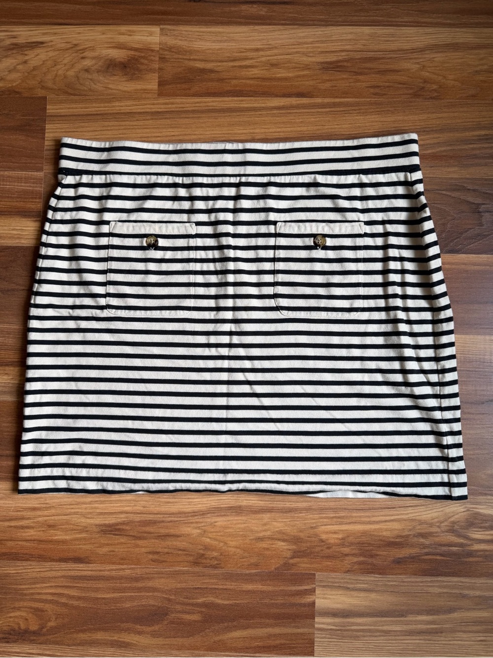 J.Crew 100% Cotton Striped Skirt XL Black White Preppy Coastal